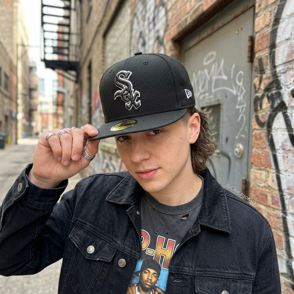 Chicago White Sox "Double Outline" 59FIFTY Fitted Cap – Black/White