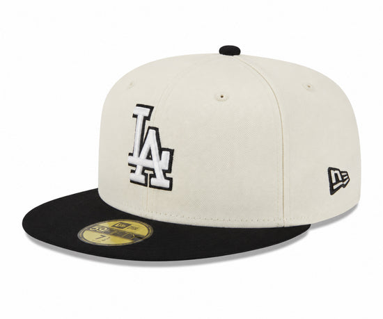 Los Angeles Dodgers New Era Off-White & Black Two-Tone 59FIFTY Fitted Cap